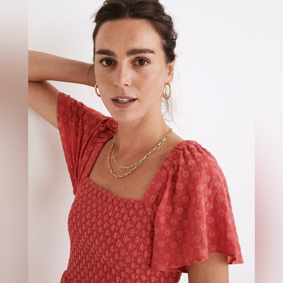 Madewell Lucie Smoked Eyelet Mini Dress size M - Picture 4 of 6